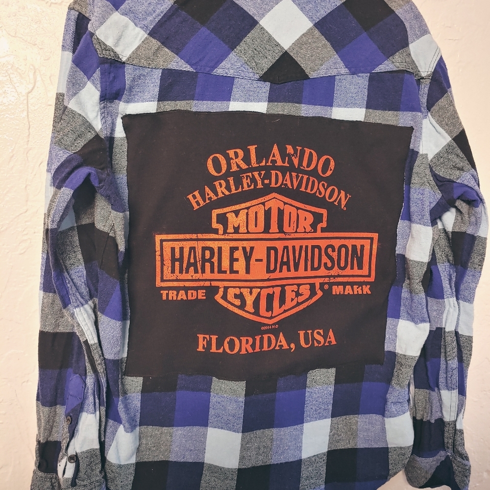 Upcycled Harley Davidson Flannel